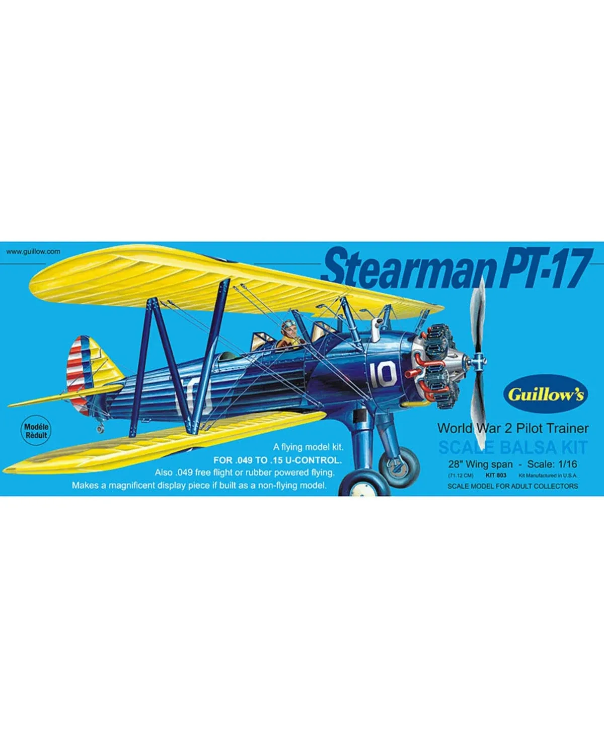 Guillow&#039;s Stearman PT-17 Model Kit, Navy, Small