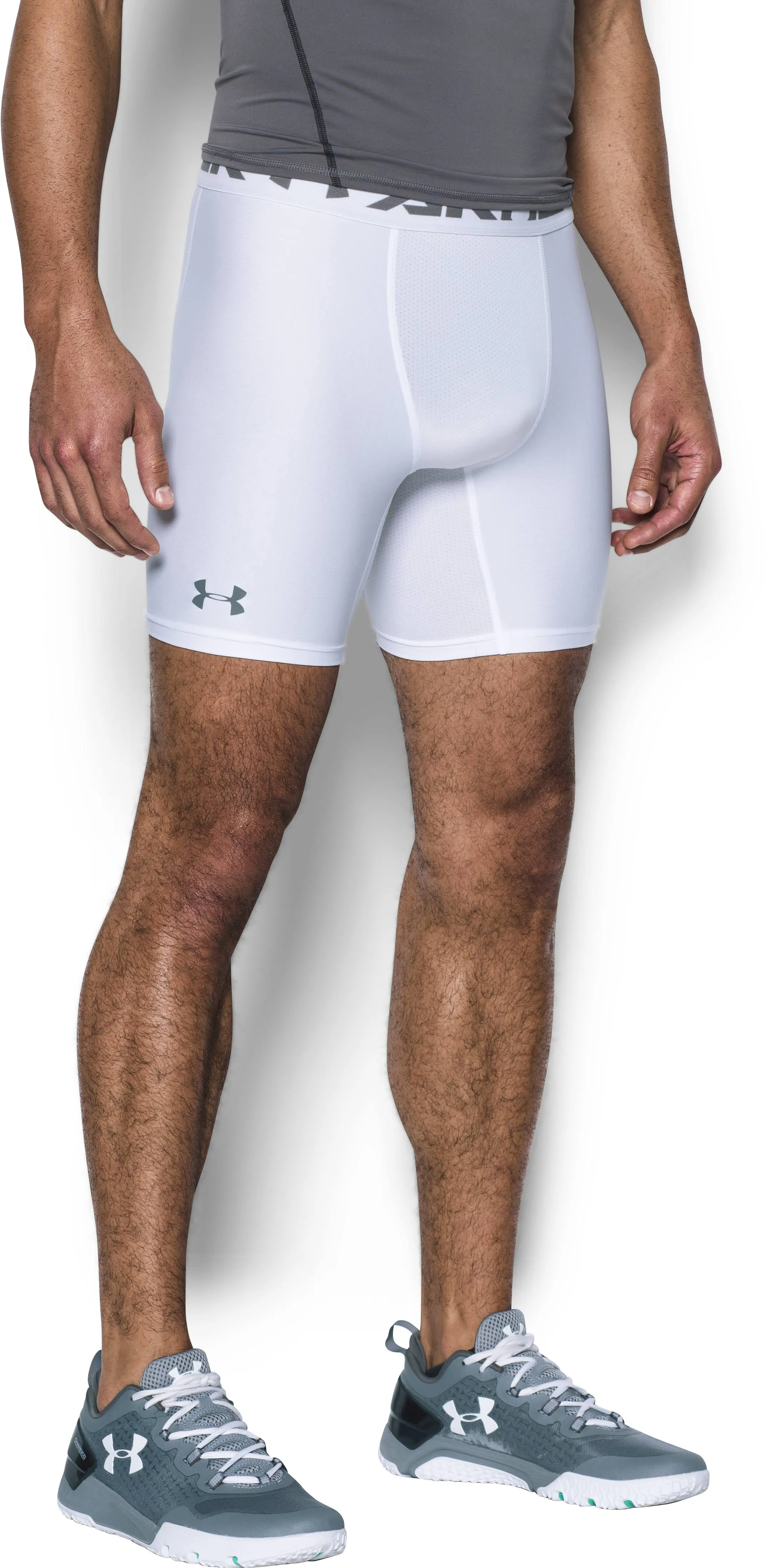 Under Armour Heatgear Armour Compression Shorts - White / Graphite - S