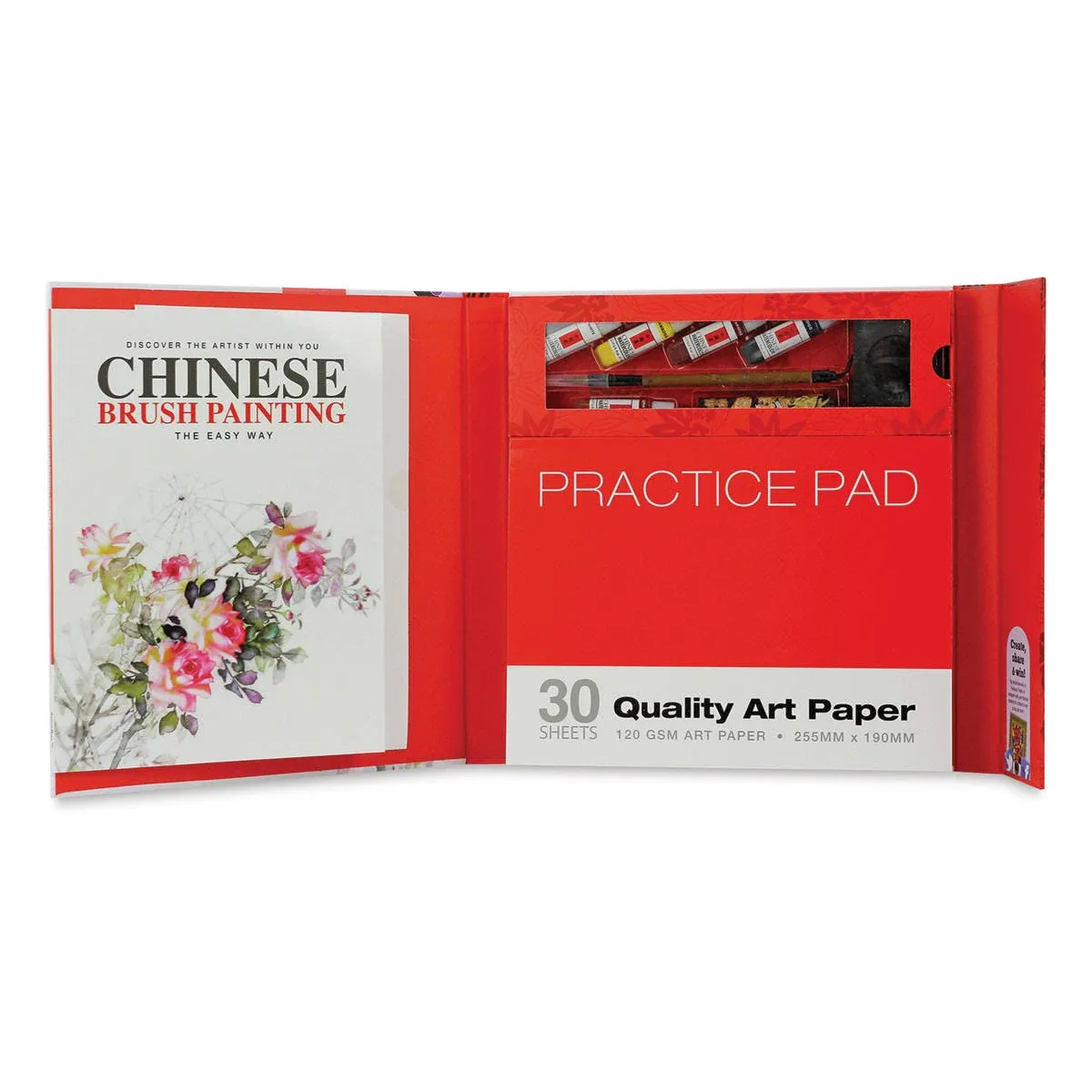 Chinese Brush Painting Spicebox Art Studio Book Pens Paints Brush Paper New