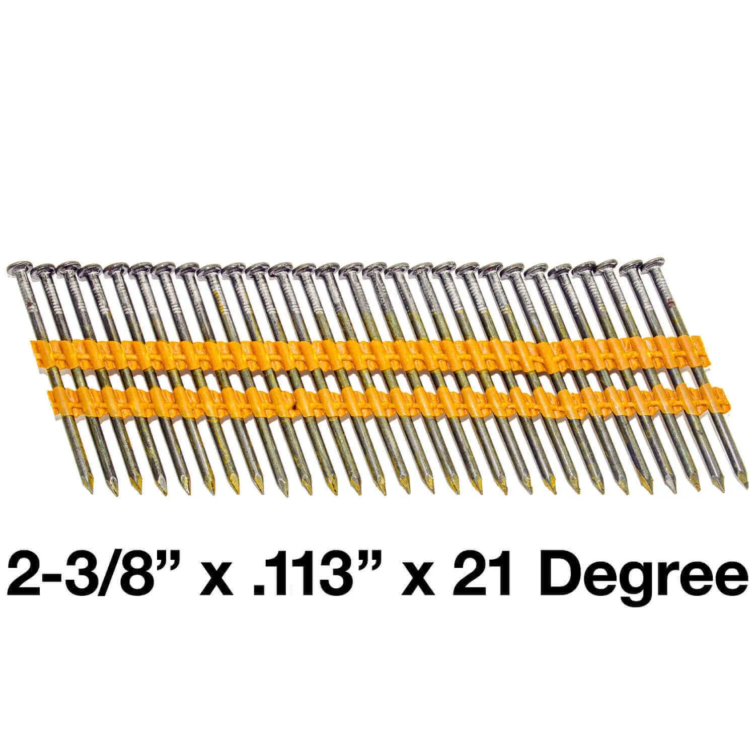 21 Degree Collated Nails - Vinyl coated framing nails in Smooth Shank 