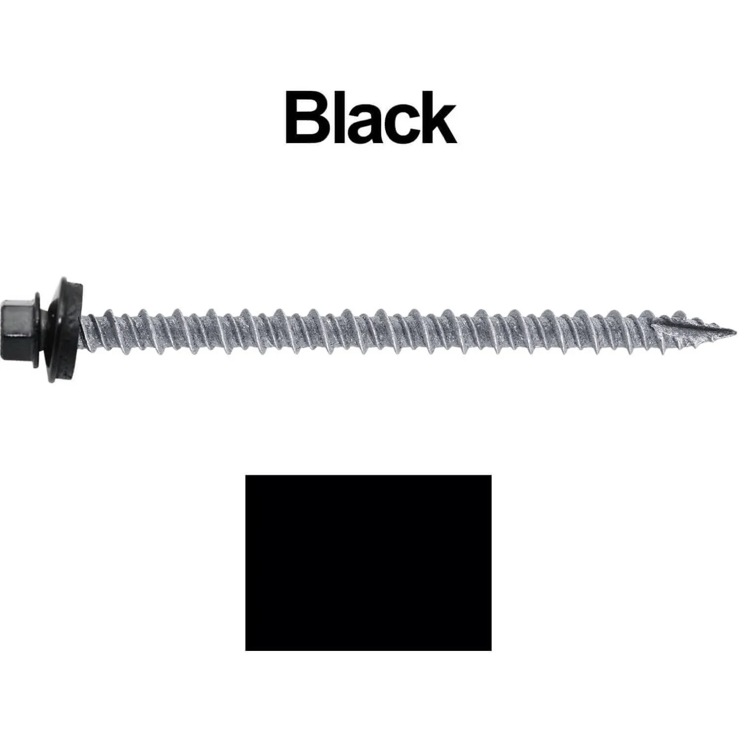 #10 Metal Roofing Screws: (250) Screws x 3&#034; Black Hex Head Sheet Metal Roof S...