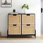 coucheta Natural Rattan 4 Flip Down Free-Standing Shoe Rack