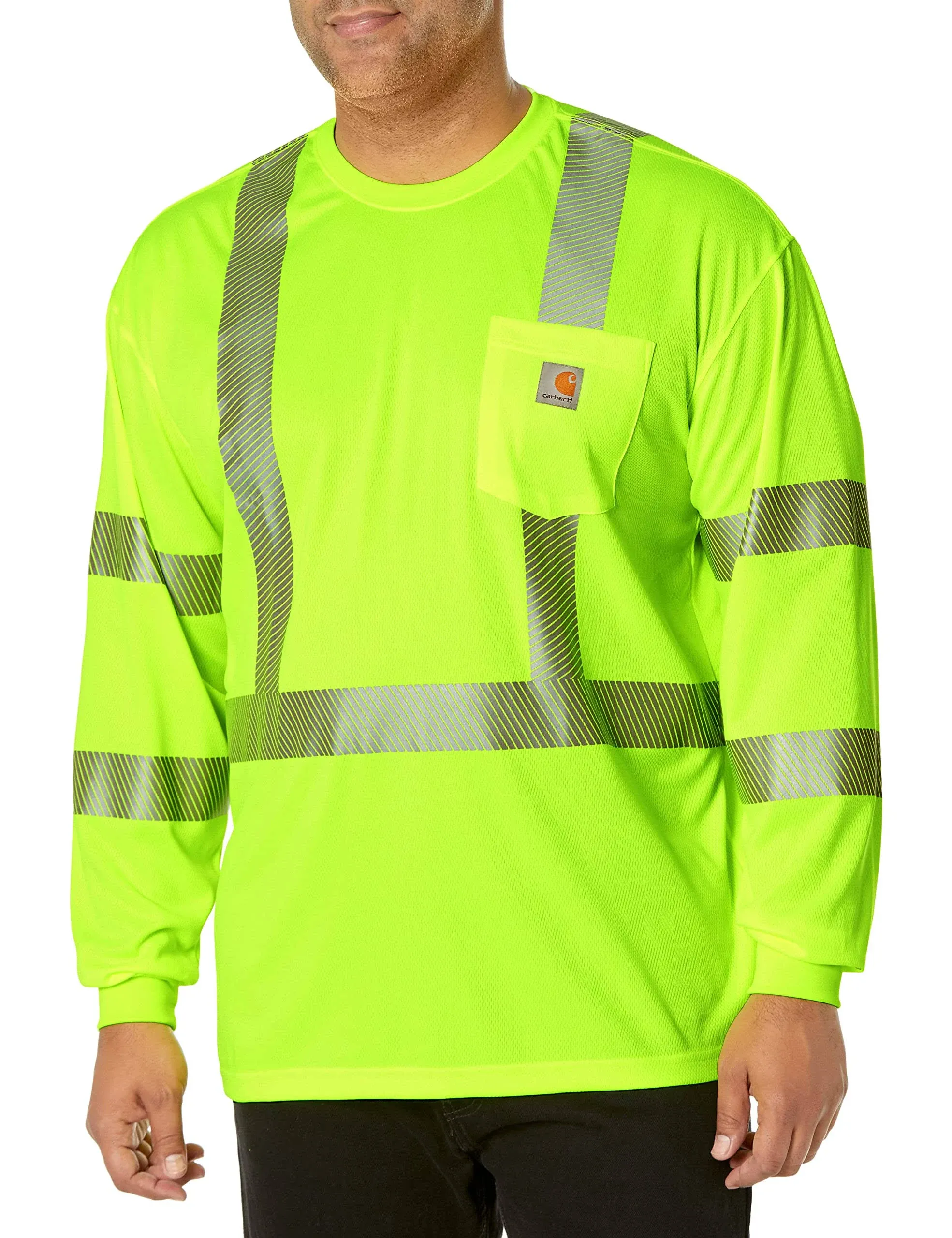 Carhartt Men's Brite Lime Force High-Visibility Long Sleeve Class 3 T-Shirt