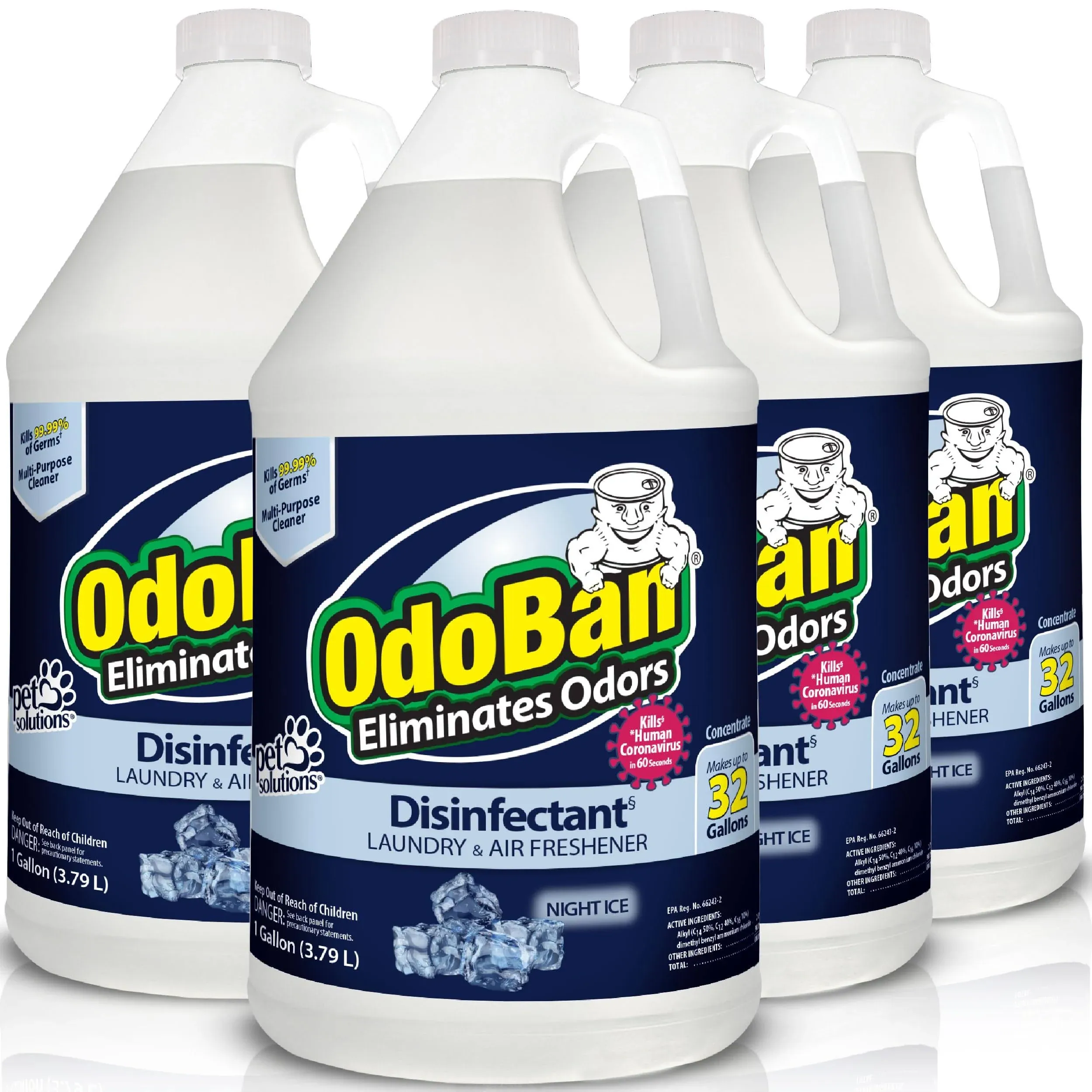 OdoBan Disinfectant Concentrate and Odor Eliminator, 4 Gallons, Night Ice Scent