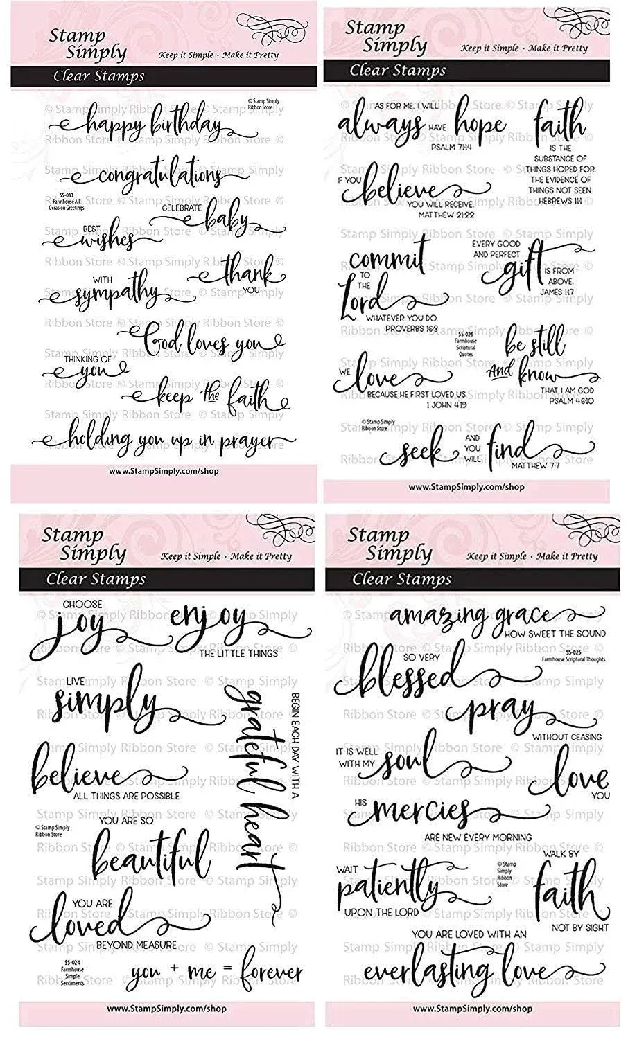  Scripture Sentiments Farmhouse Words of Encouragement (4-Pack) 4x6 Inch Sheets 