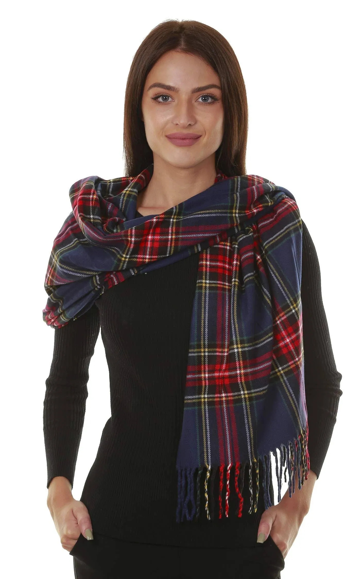 Gilbin's Women's Big Winter Tartan Checked Cashmere Feel Shawl