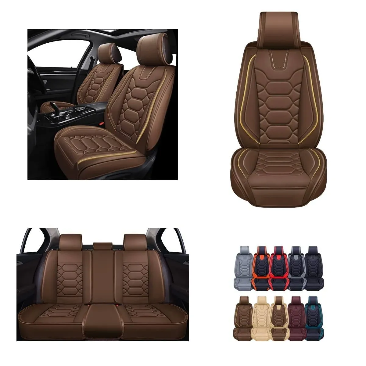 Oasis Auto Car Seat Covers Accessories Full Set Premium Nappa Leather Cushion ...