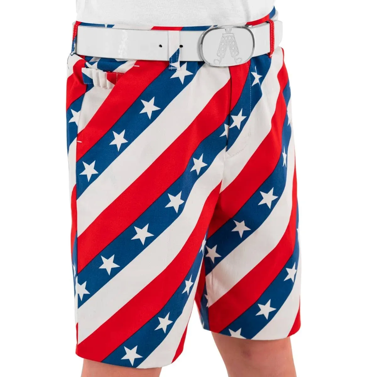 Royal and Awesome Kids Golf Shorts Boys Pars and Stripes USA Flag Shorts