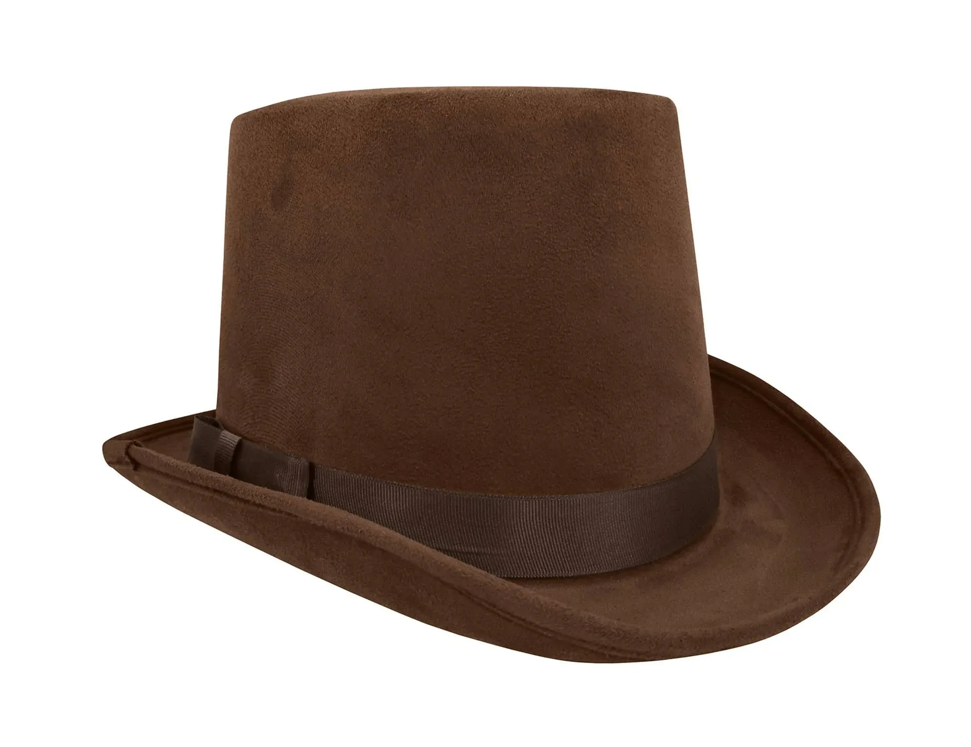 Deluxe 6&#034; Faux Brown Suede Top Hat Steampunk Coachman Adult Costume Accessory