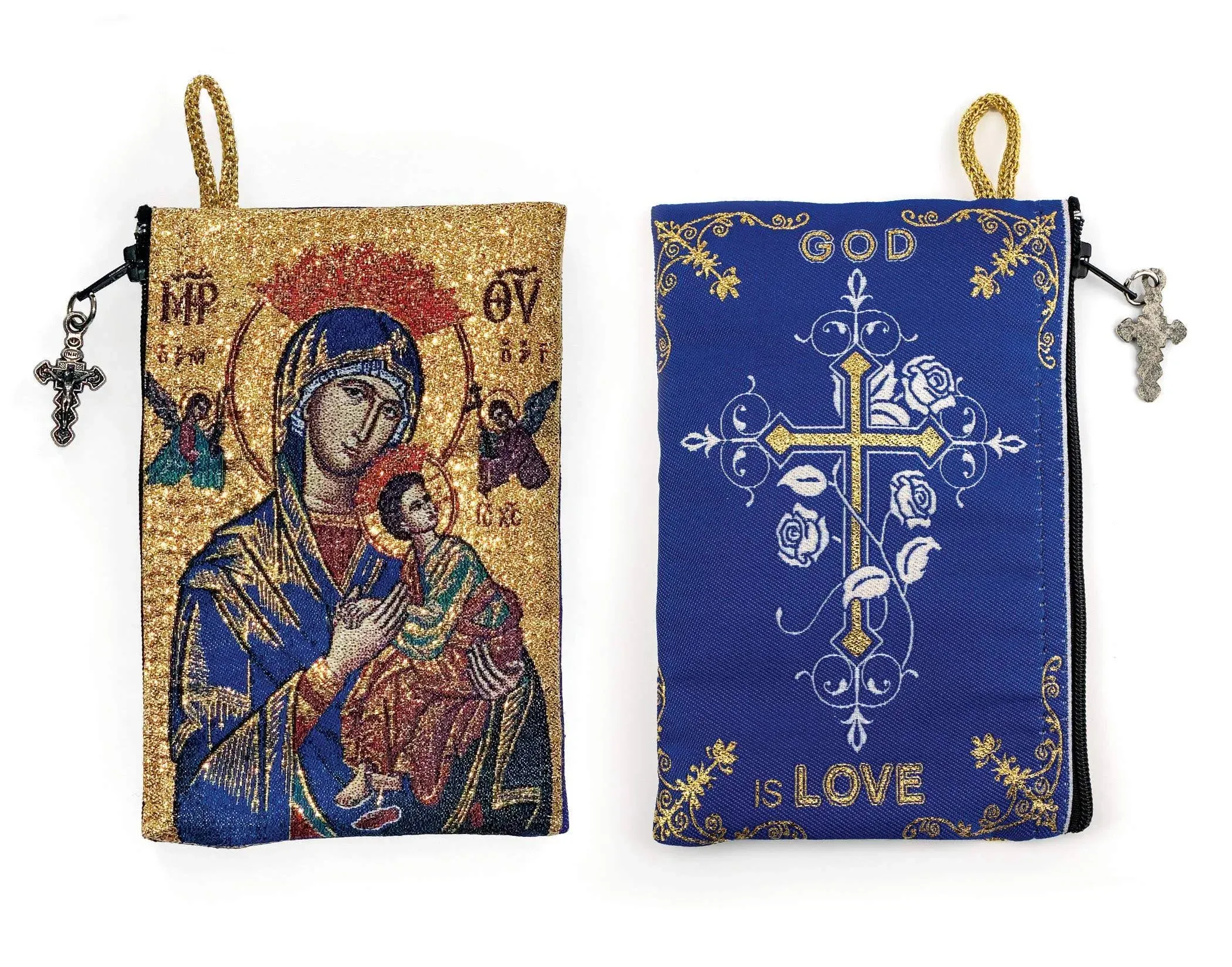 Woven Tapestry Rosary Pouch - Different Holy Images Available