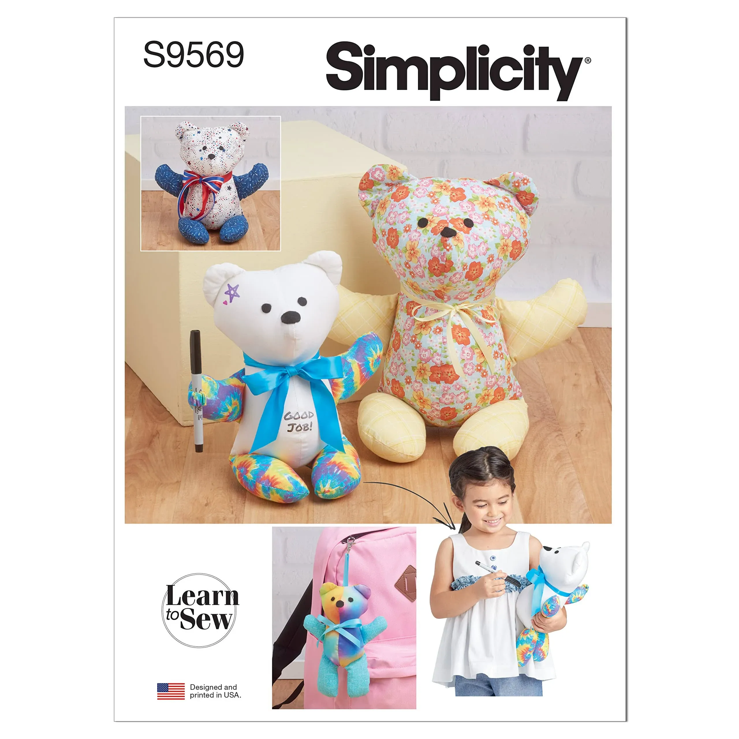 Simplicity Memory and Autograph Bear Plush Animal Sewing Pattern Kit