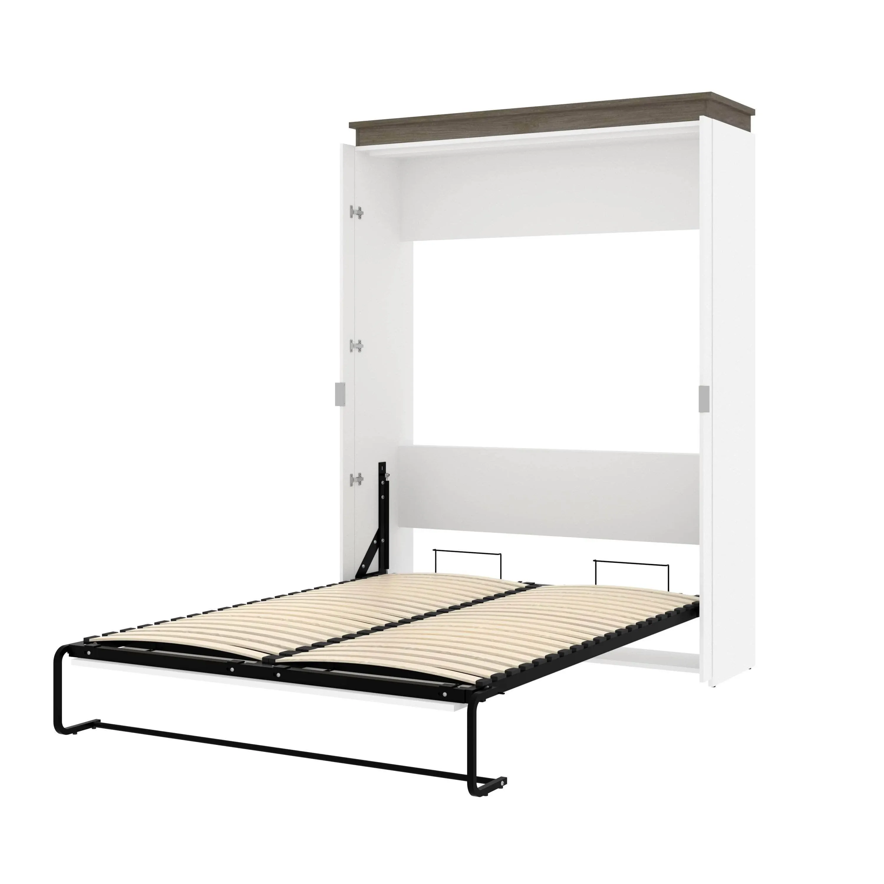 Bestar 116184-000017 Orion 65W Queen Murphy Bed in White & Walnut Grey