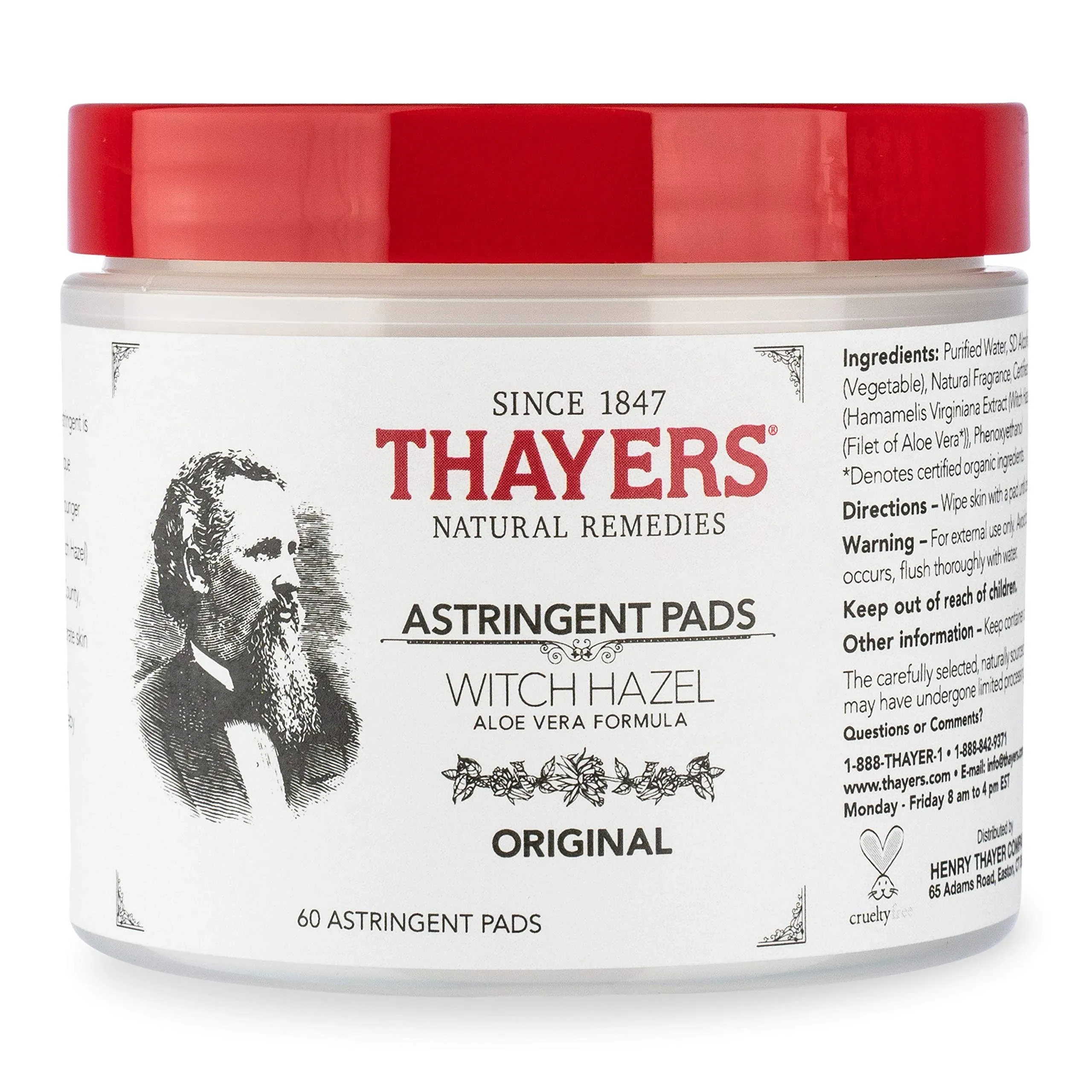 2pc THAYERS Original Witch Hazel Astringent Pads with Aloe Vera,