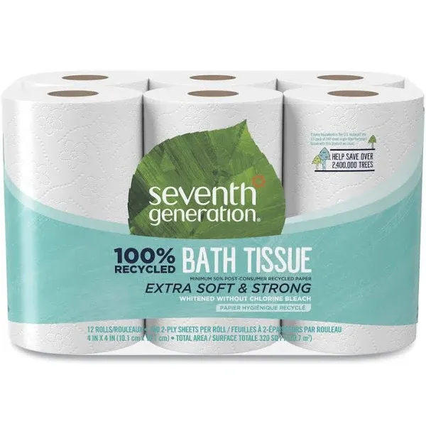 100% Recycled Bathroom Tissue, Septic Safe, 2-Ply, White, 240 Sheets/Roll, 12/Pk