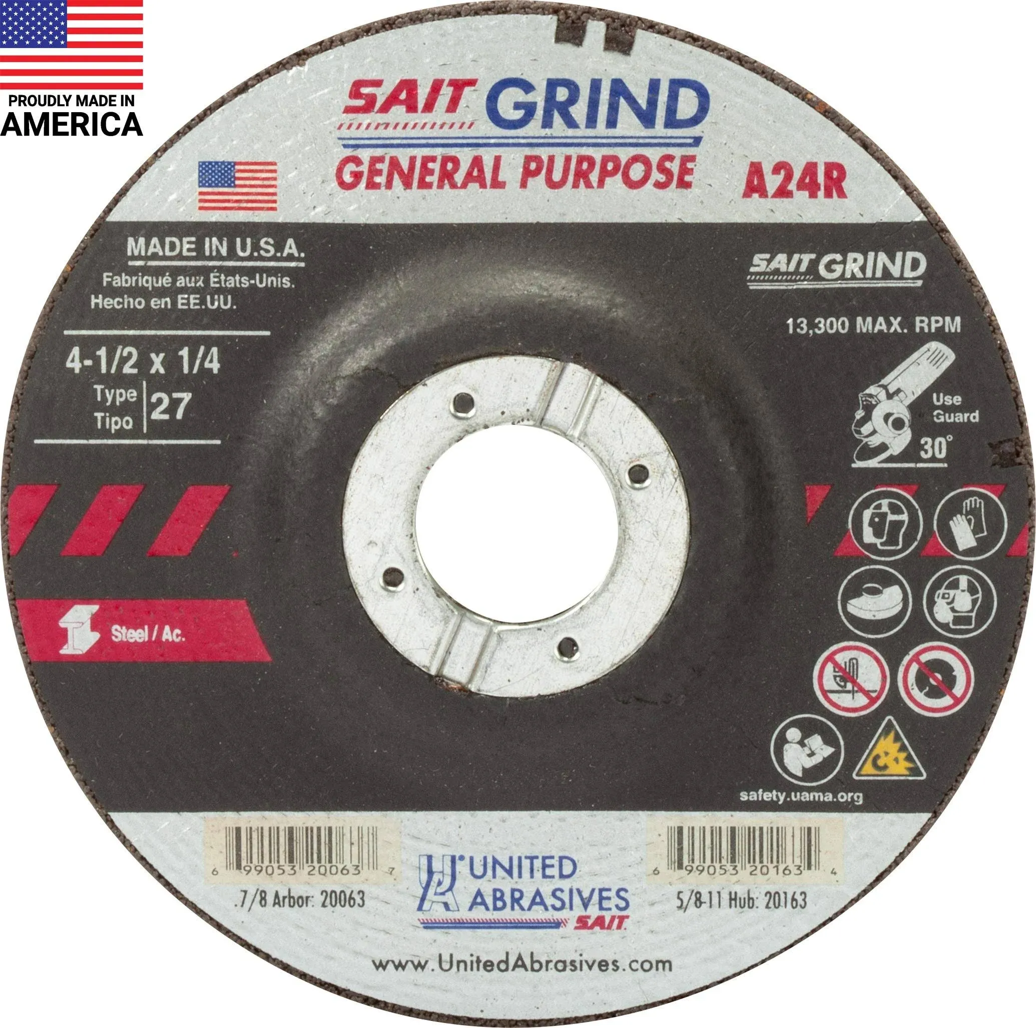 United Abrasives Sait 20063 Depressed Center Wheel