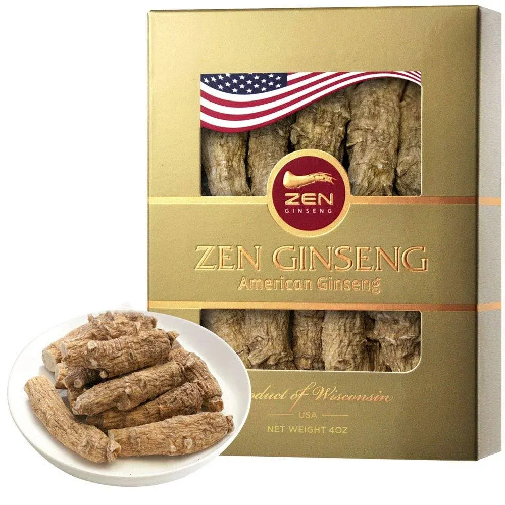 Half Short Large American Wisconsin Ginseng Root (4oz/Box) Performance & Mental Health for Men & Women