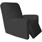  4 Pieces Microfiber Stretch Slipcover – Spandex Soft Fitted Recliner Dark Gray