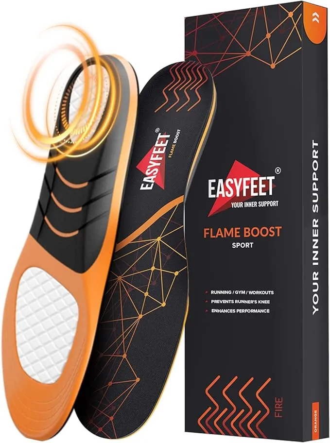 EASYFEET Sport Athletic Shoe Insoles Men Women - Ideal for Active Sports Walking Running Training Hiking Hockey - Extra Shock Absorption