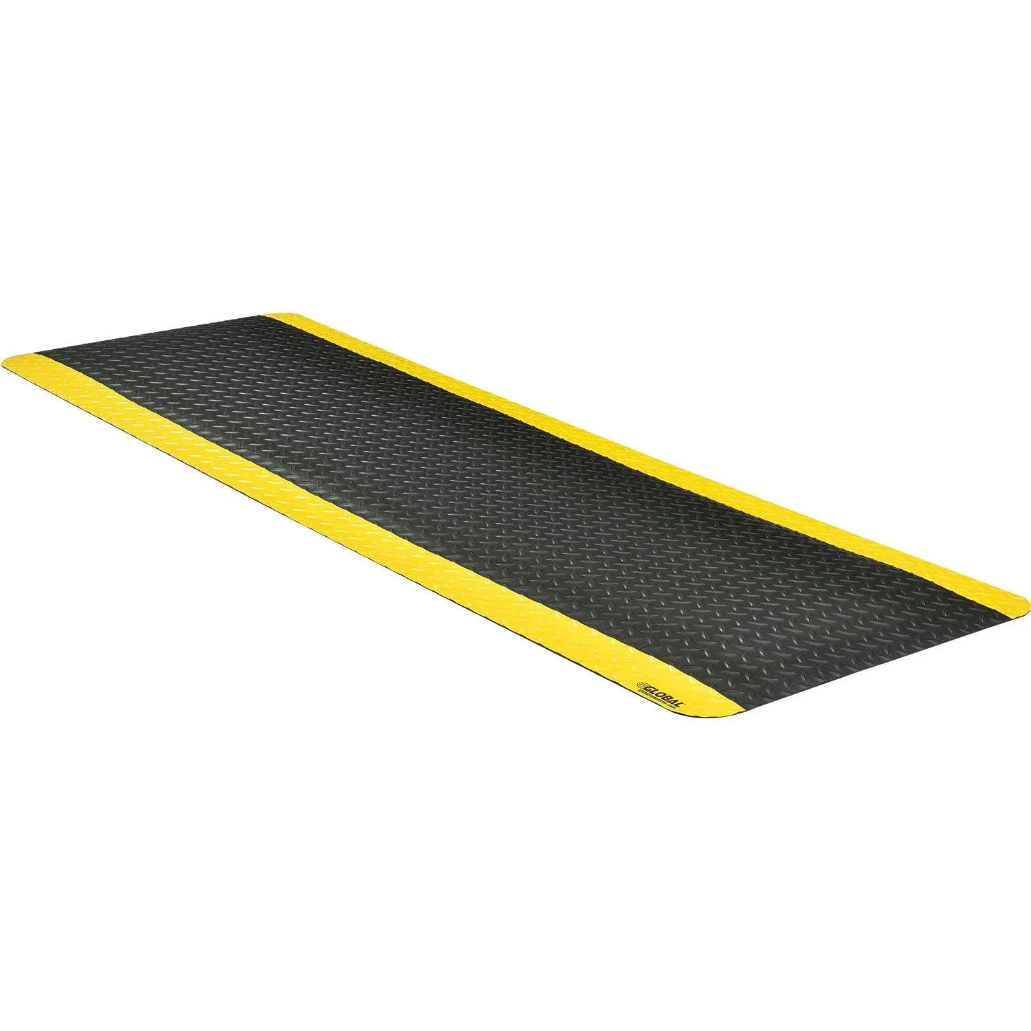 Global Industrial 2' x 6' Diamond Plate Ergonomic Mat 15/16" Thick, Black/Yellow ...