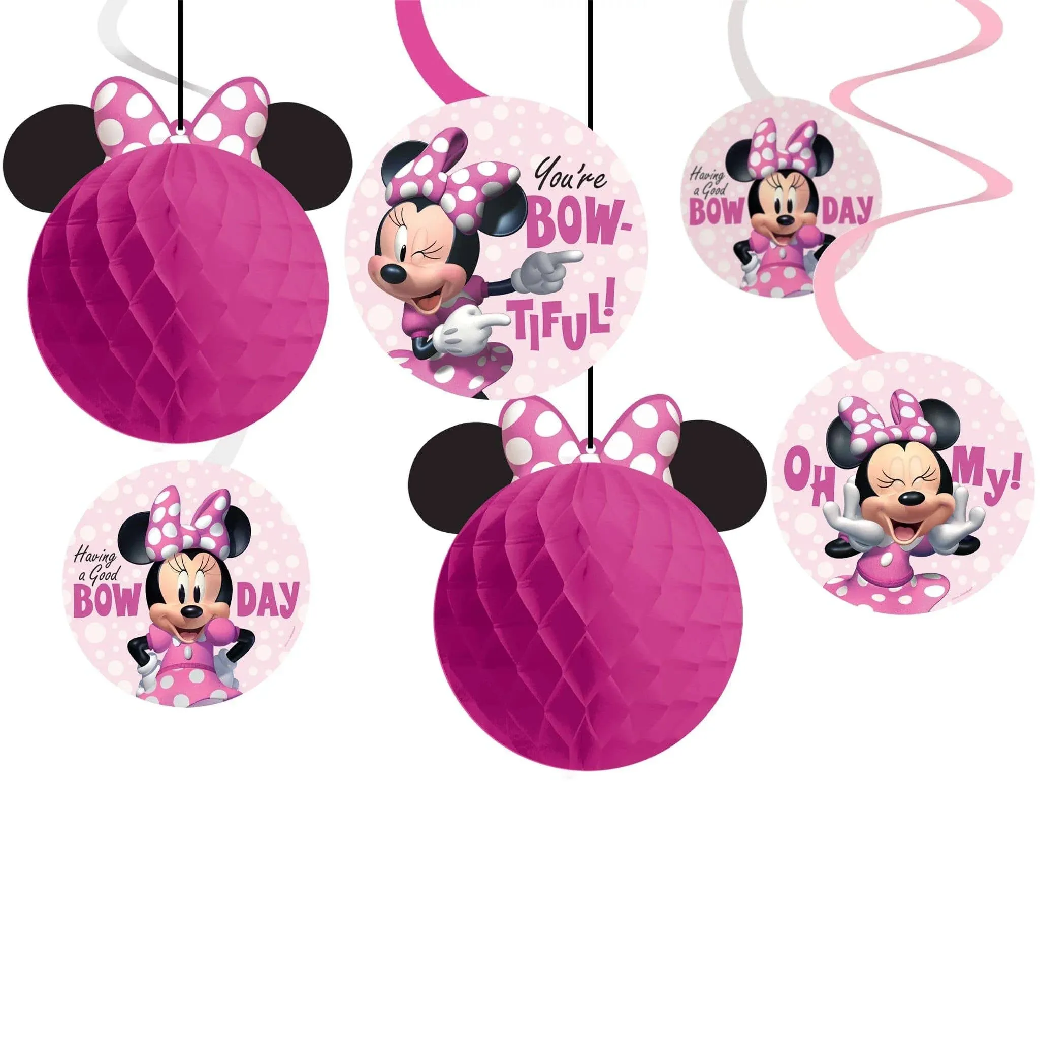 Amscan Minnie Mouse Forever Honeycomb Swirls, 12pc Birthday Party