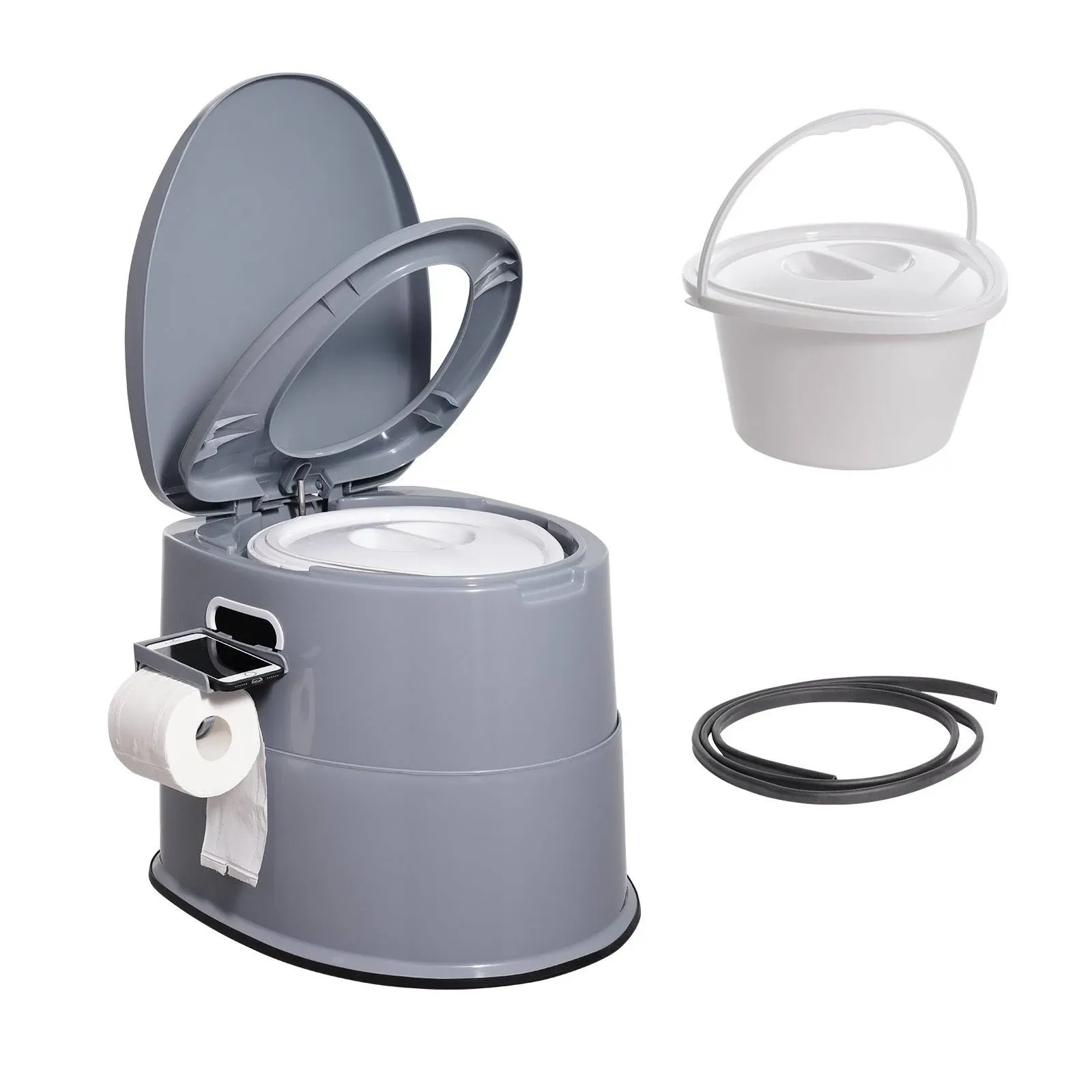 VEVOR Portable Toilet for Camping, Porta Potty with 1.3 Gal Detachable Inner Bucket &amp; Removable Paper Holder, Commode with Dual Lids, Travel Toilet for Adults Kids Outdoor Camping Car Long Road Trips