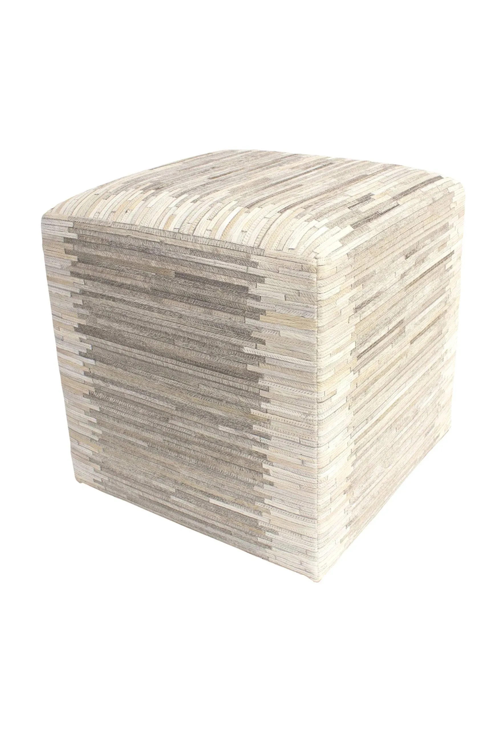 Decor Maisonette Striped Hide Pouf Maxwell, Beige, 18" - Contemporary - Floor Pillows And Poufs - by Noori Rug | Houzz