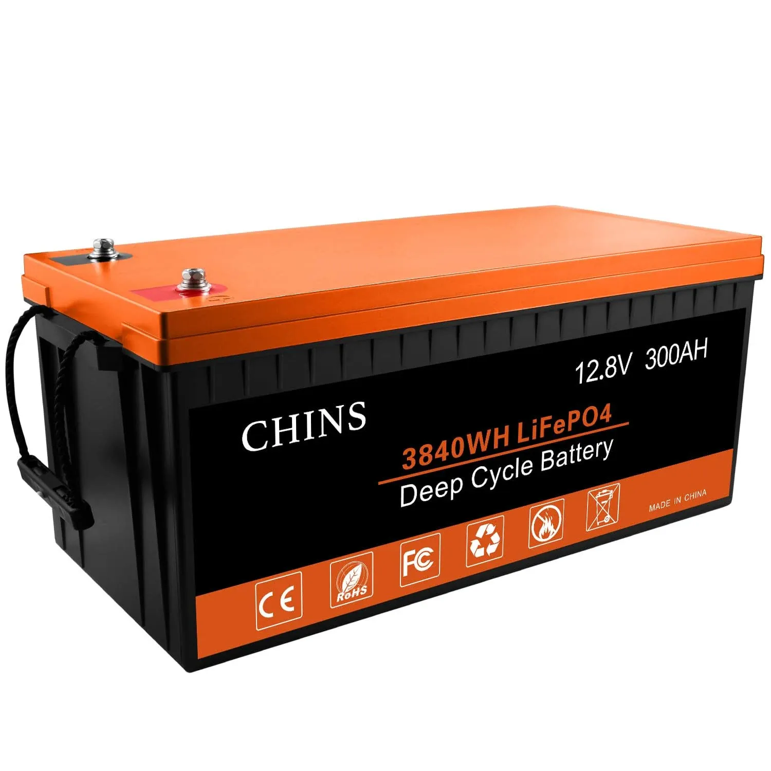 Chins LiFePO4 Battery 12V 300Ah Lithium Battery - Built-In 200A BMS, Perfect for ...