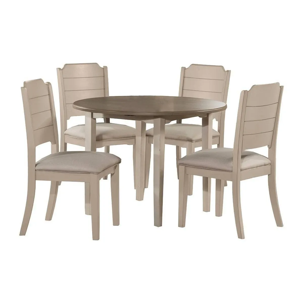 Hillsdale Furniture Clarion Five (5) Piece Round Drop Leaf Dining Set with Side Chairs, Sea White