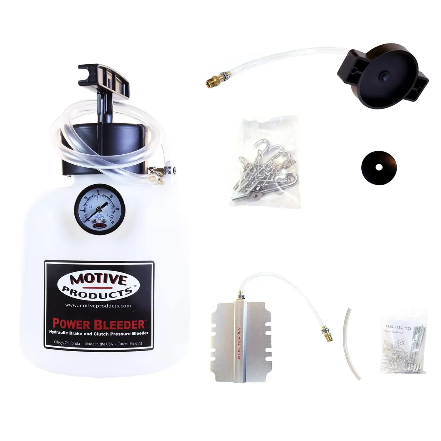 Motive Products 0252 American Power Bleeder 2-Quart Tank with Hose and Adapter, fits Most American Vehicles from 1967 to Present