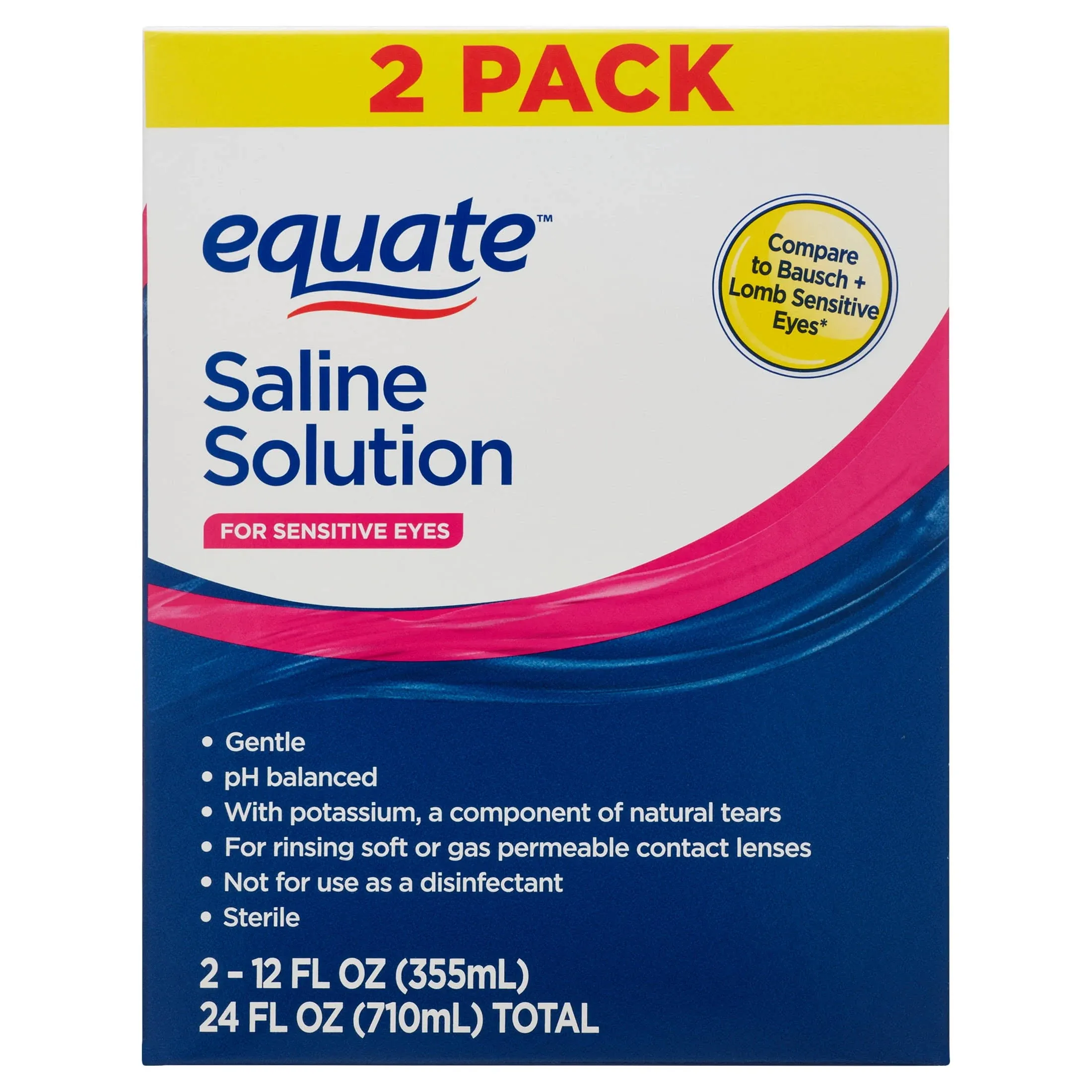 2 Pack Saline Solution for Sensitive Eyes 12 Fl Oz for Rinsing Contact Lenses