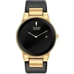 Men&#039;s Citizen Eco-Drive Axiom Gold-Tone Black Leather Strap Watch AU1062-05E