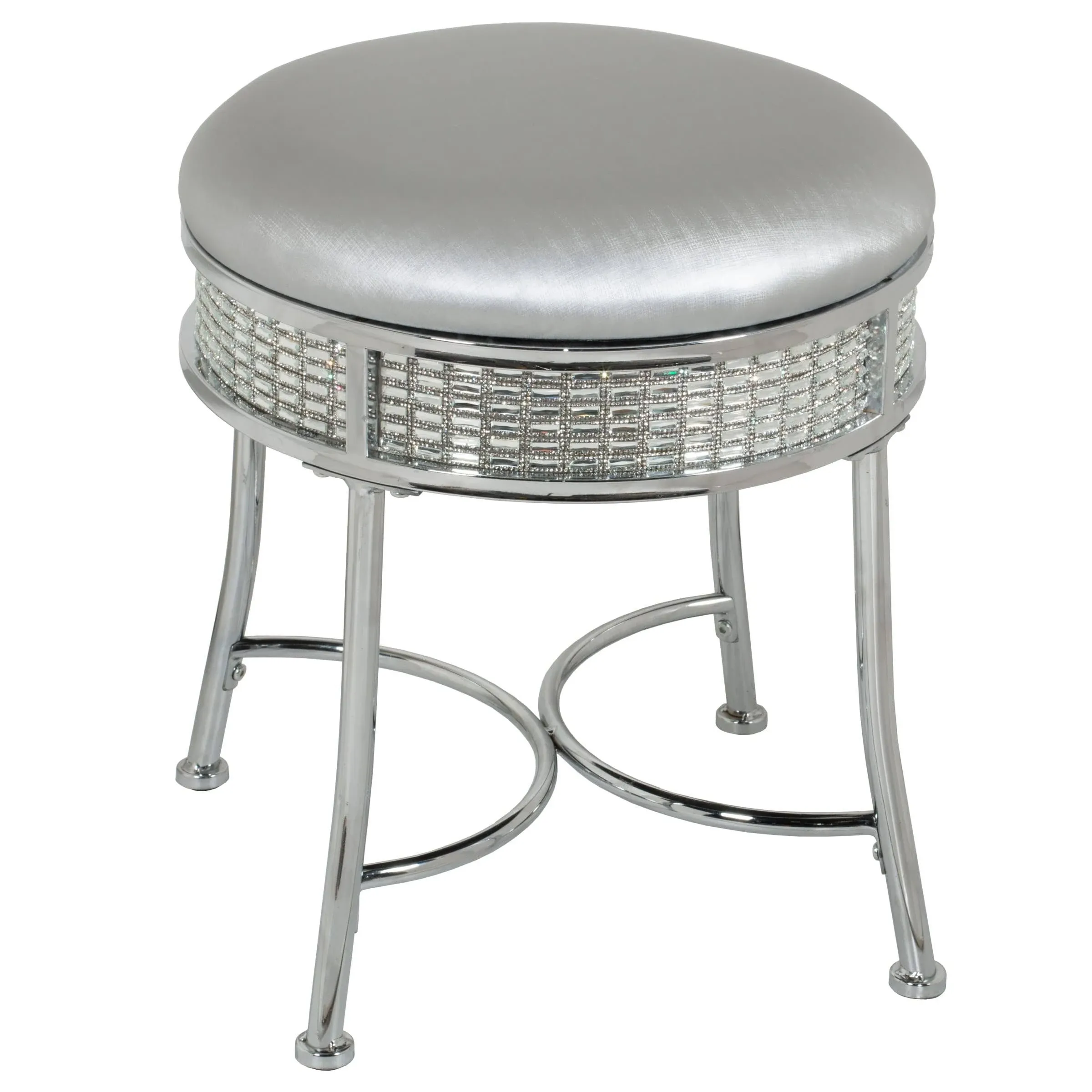 Hillsdale Furniture Venice Backless Faux Diamond Band Vanity Stool