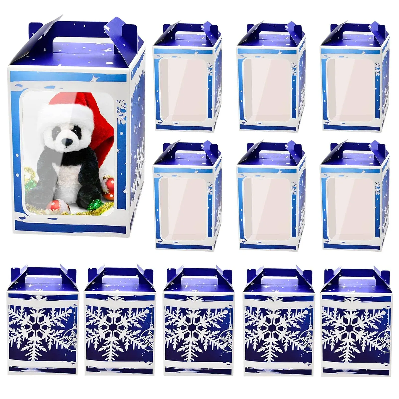 12 Pcs Clear Christmas Gift Bags with Transparent Window Goody Bags Xmas Gift...