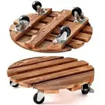 2 Pack Plant Caddy Wooden 12 Inch Plant Stand with Wheels Heavy Duty Rolling ...