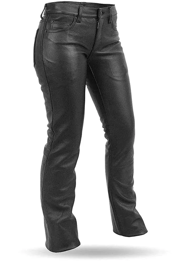 Xelement B7600 Motorcycle Leather Pants for Women - Ladies High Grade Black ...