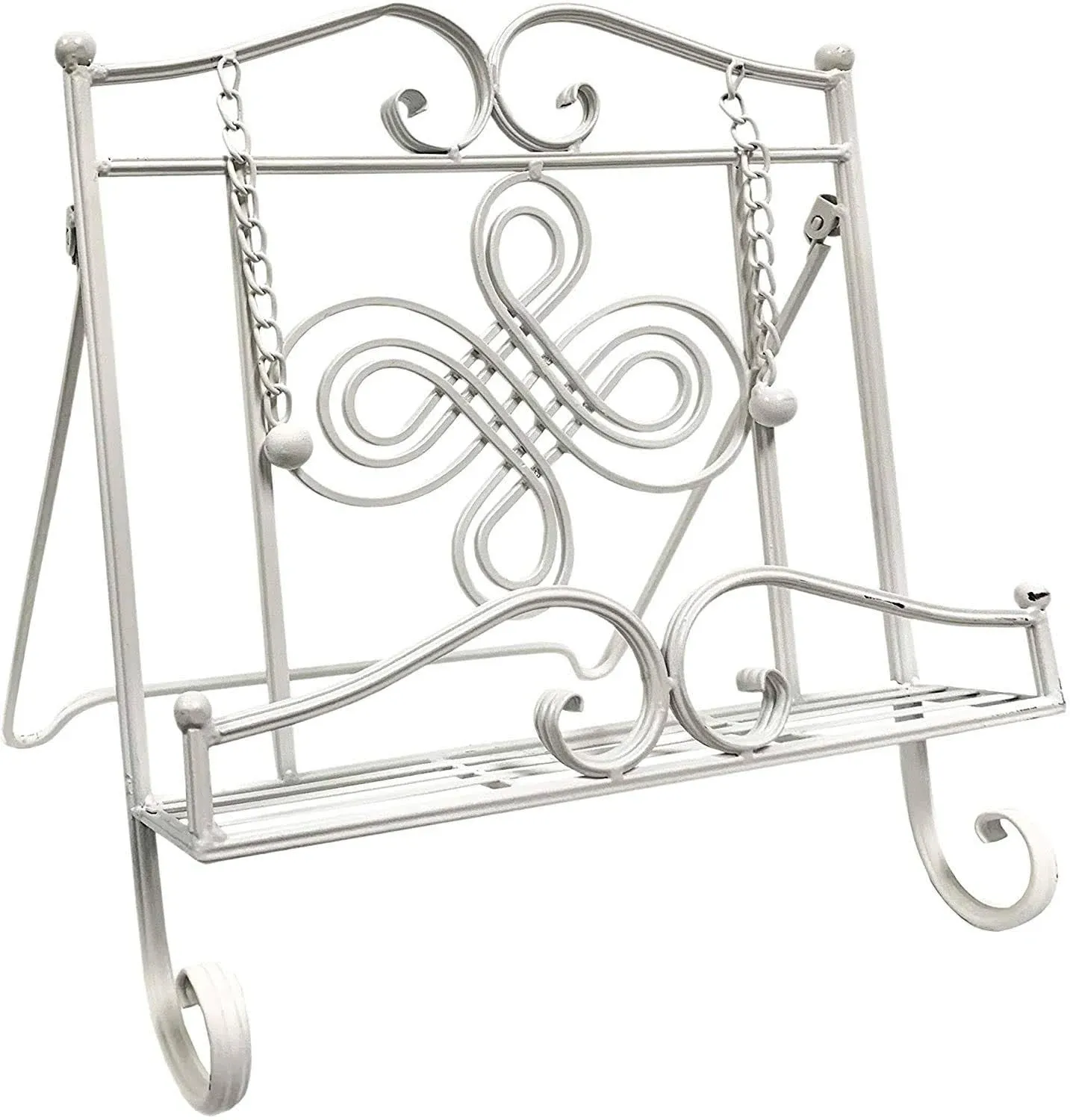 Metal Swirl Cookbook Stand (White)