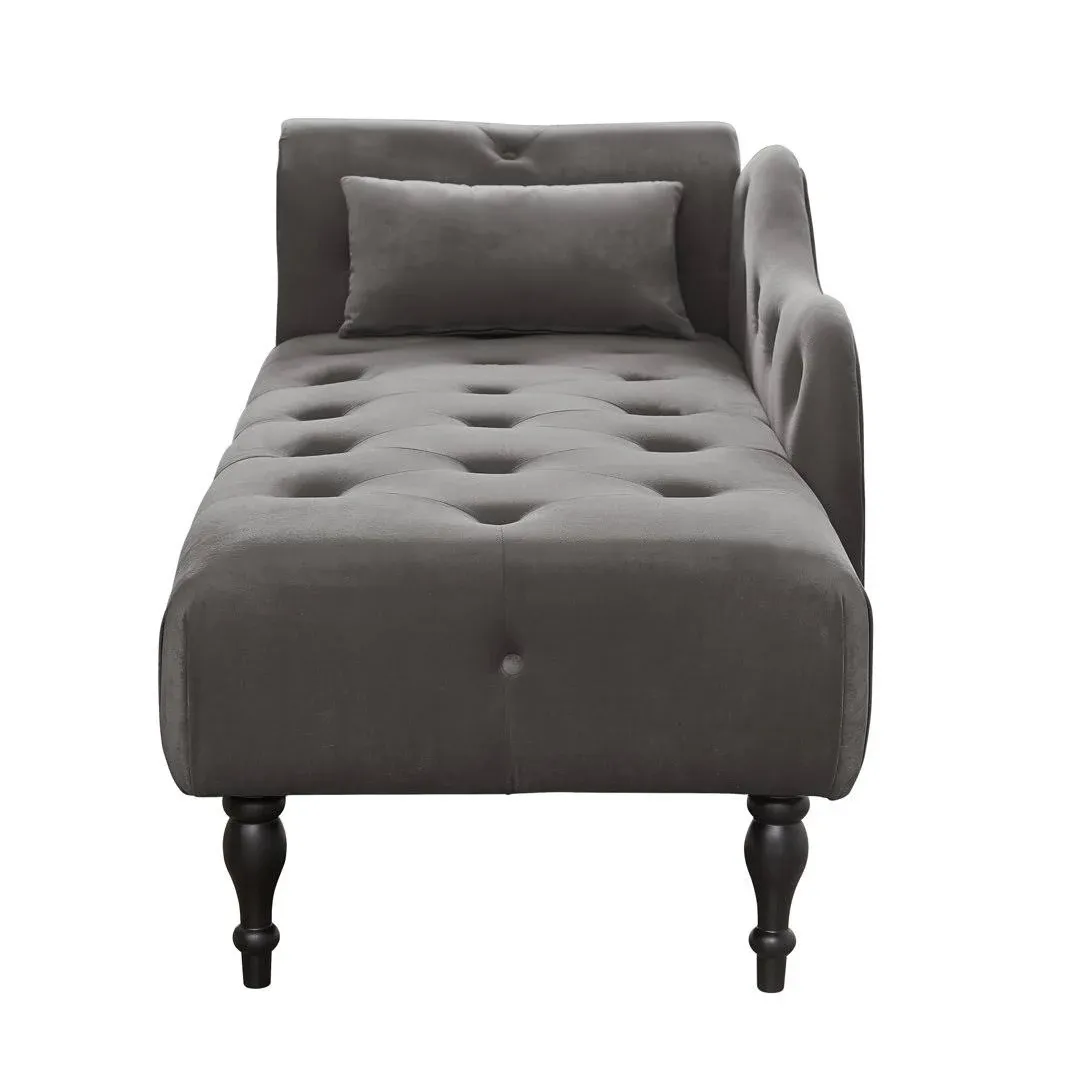 Britinee Tufted Velvet Left Recessed Arm Chaise Lounge Rosdorf Park Fabric: Gray ...