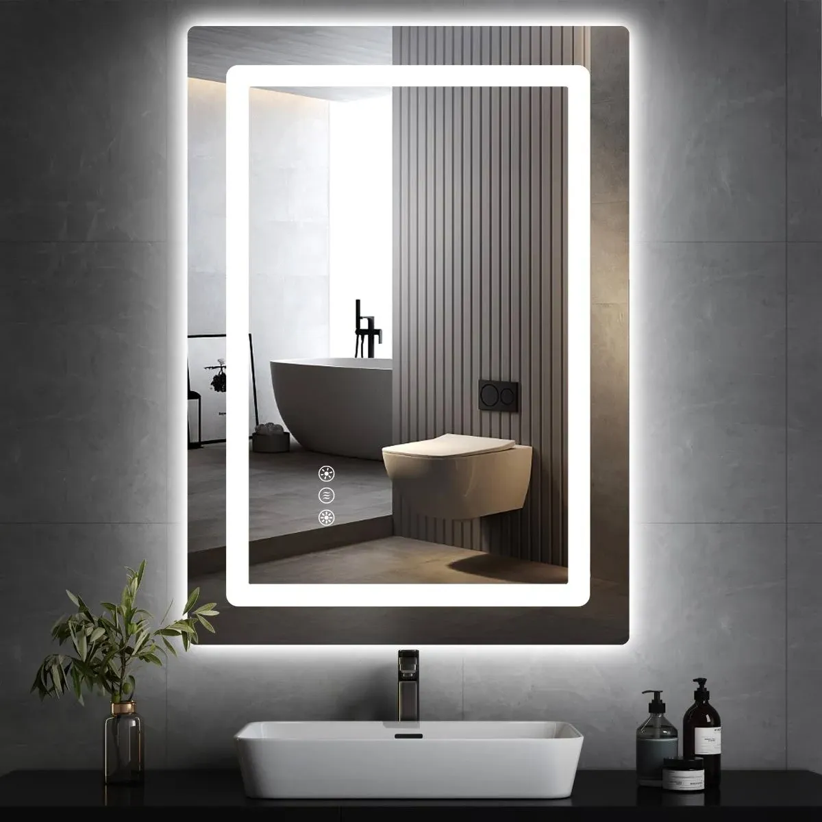 32x24 inch Wall Mount LED Mirror Anti-Fog Gradient Front and Backlit Vanity Mirror