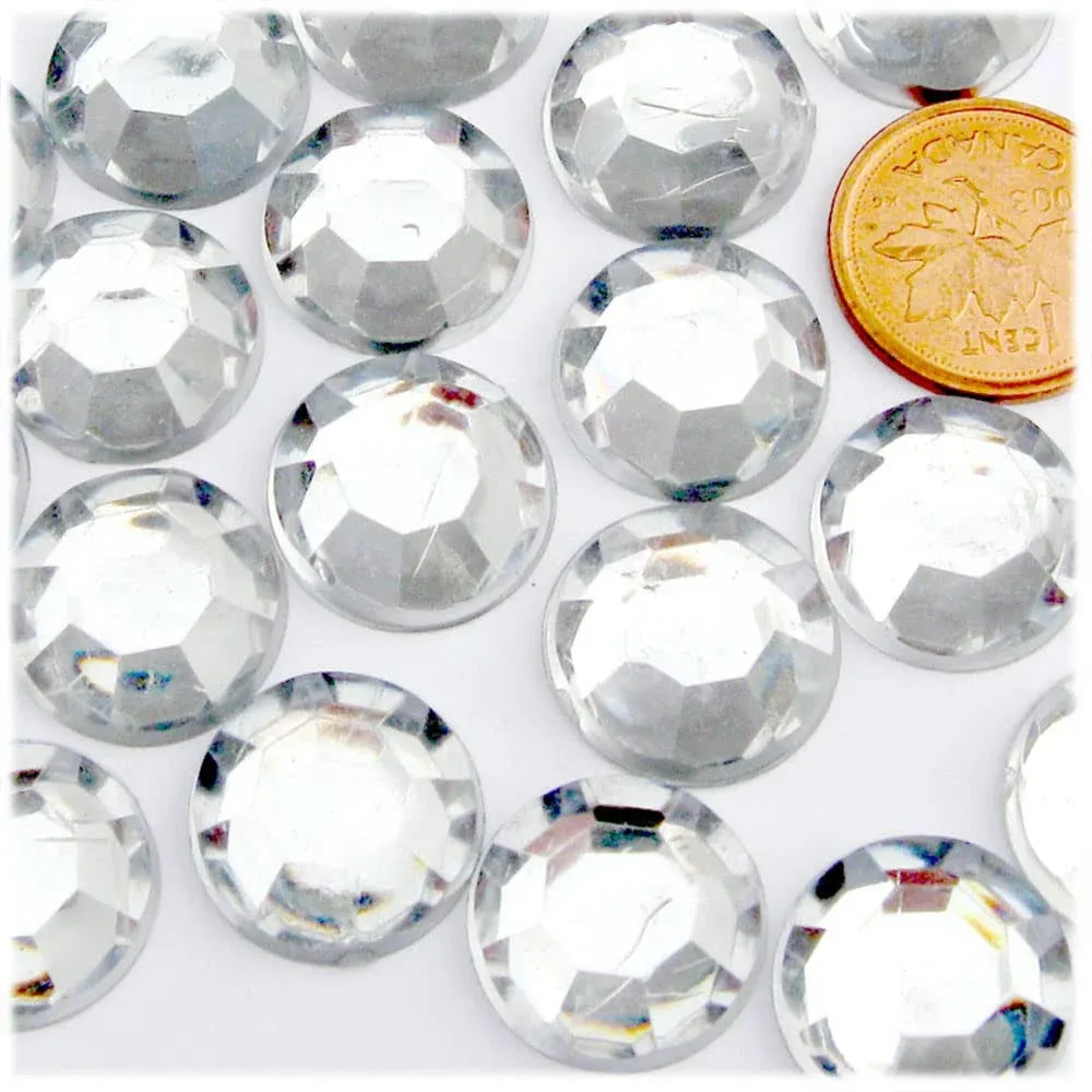 The Crafts Outlet Acrylic Flatback Rhinestones, Faceted Round, 16mm, 144-pc, Clear