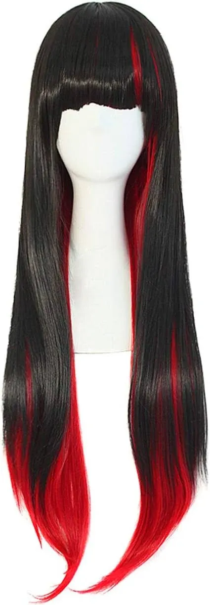 MapofBeauty Harajuku Style Mixed Black/Red Long Straight Cosplay Wig