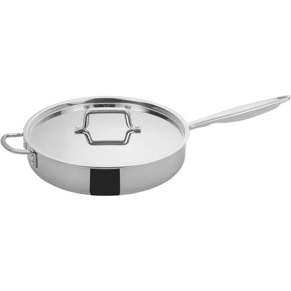 Winco 6 qt. Triply Stainless Steel Saute Pan with Cover TGET-6