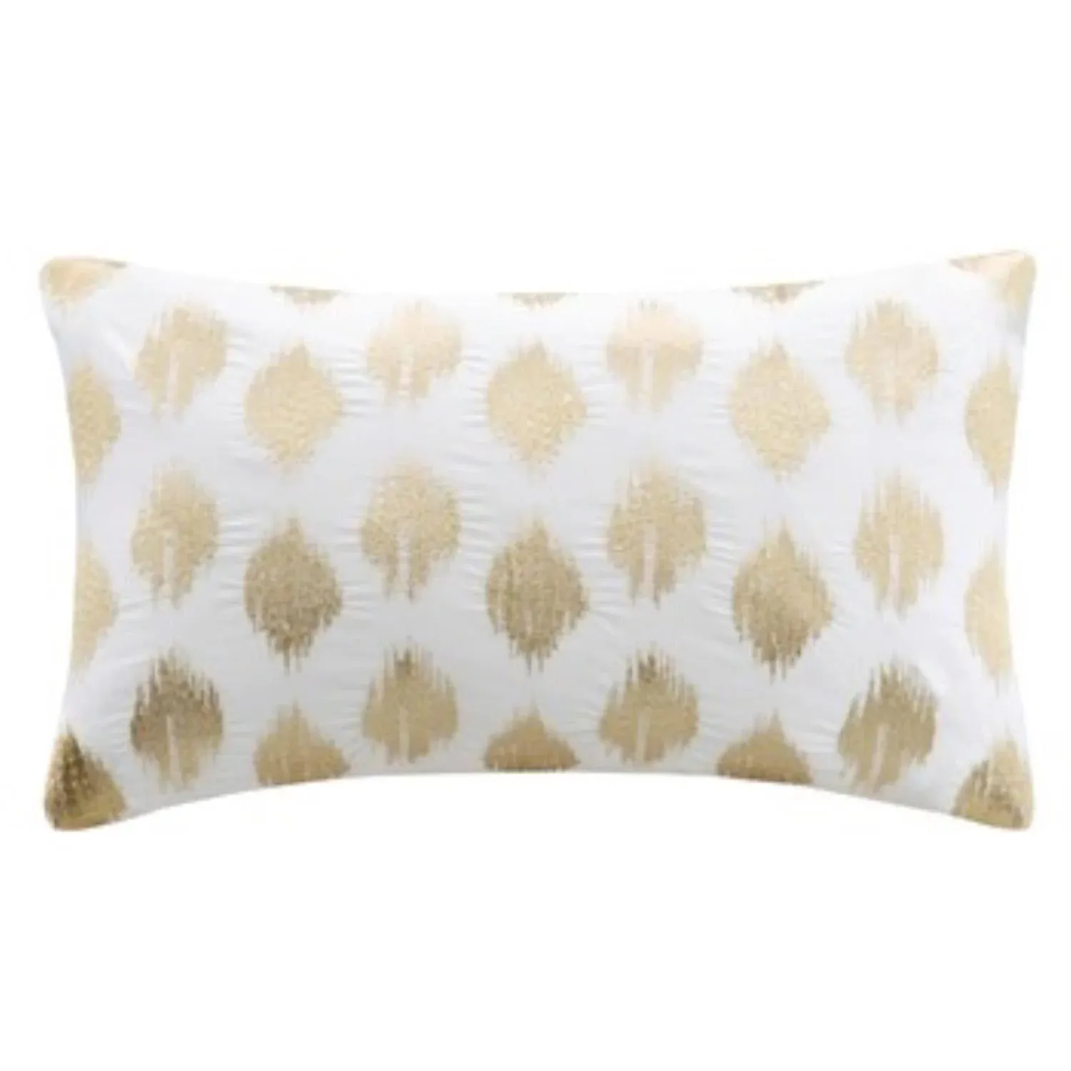 INK+IV Nadia Dot Metallic Gold Embroidery Oblong Decor Pillow Modern Look 12x18&#034;