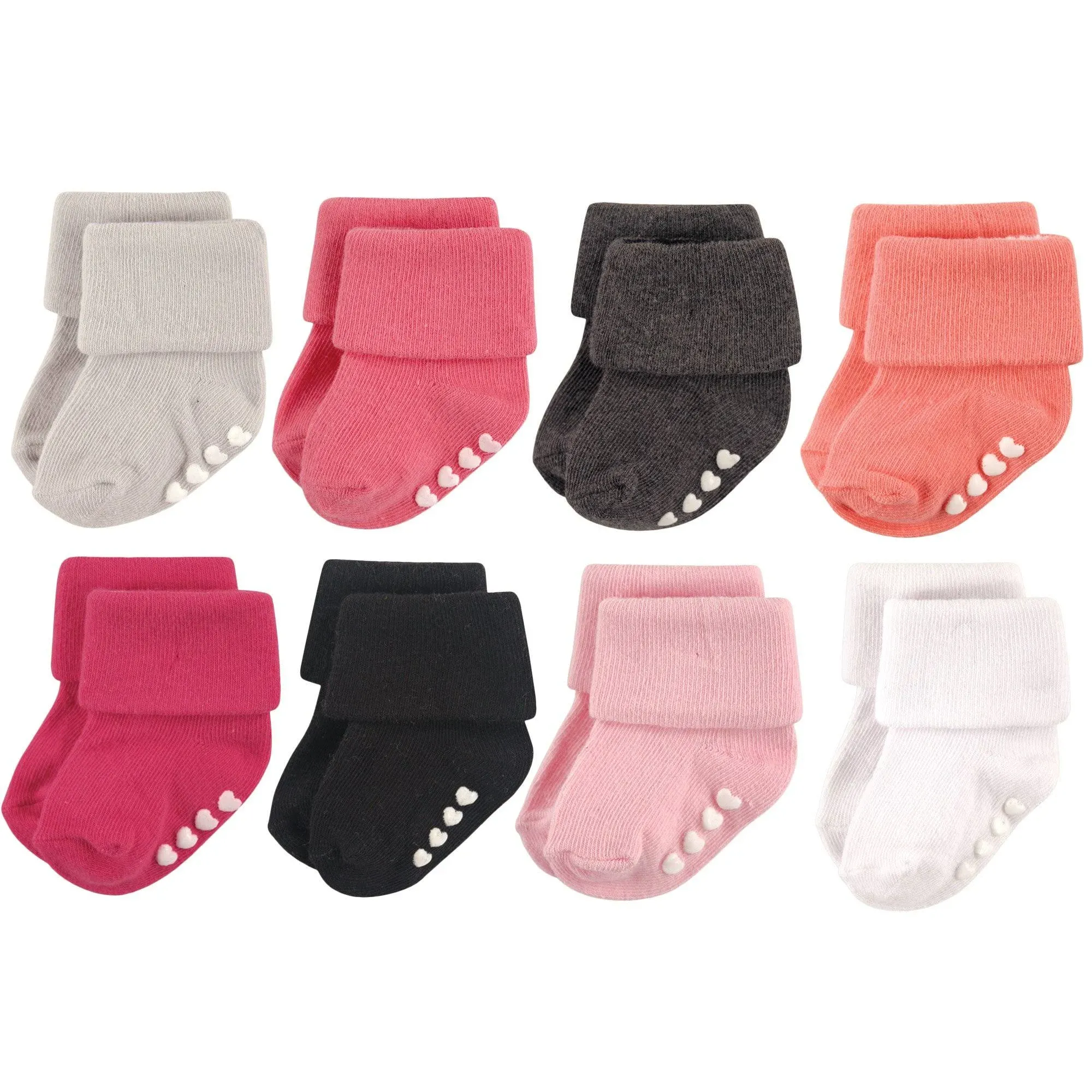 Hudson Baby Cotton Rich Newborn and Terry Socks Pink Black / 12-24 Months