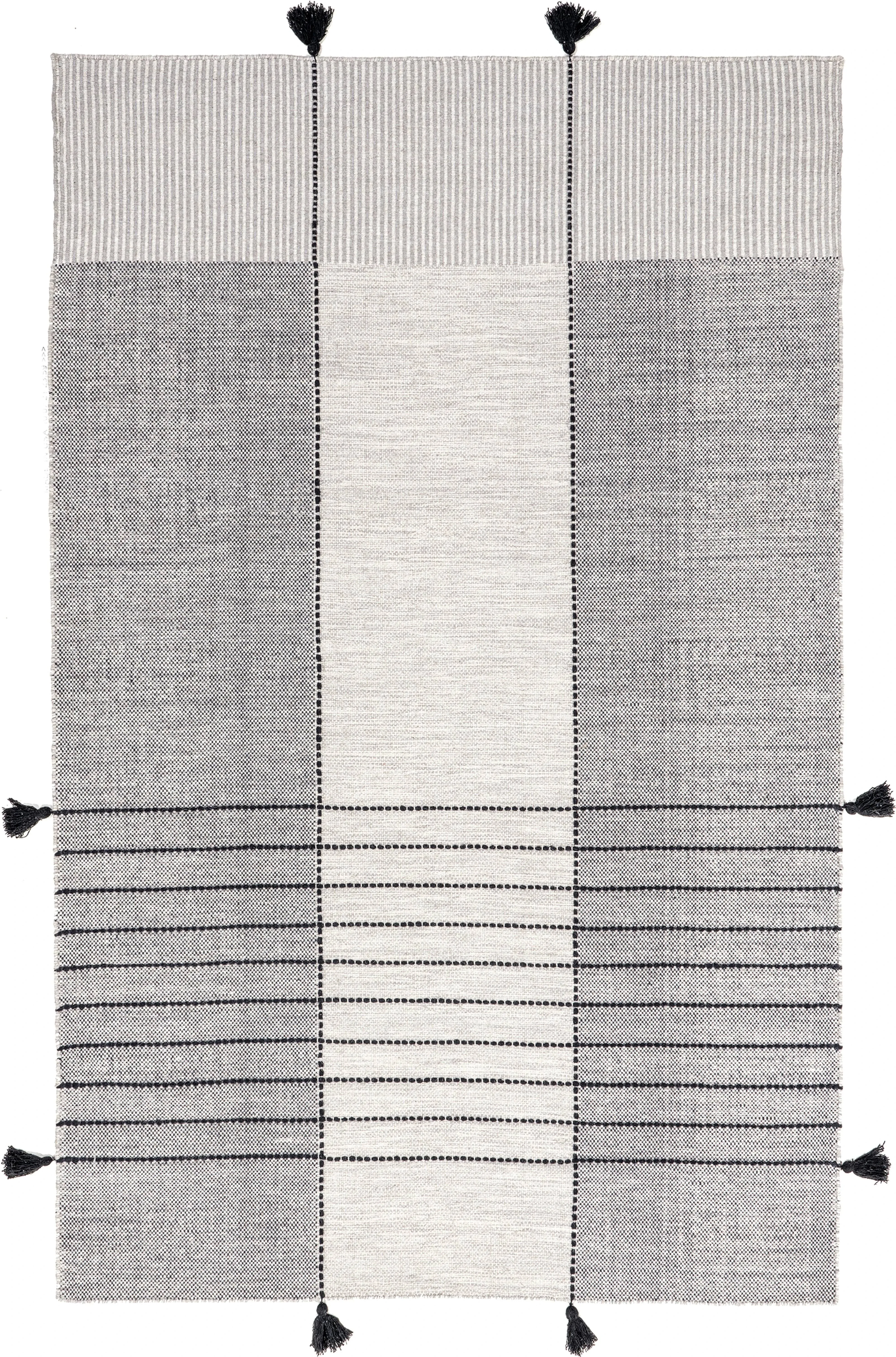 Sharyn Modern Striped Wool Tassel Area Rug