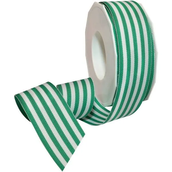 Morex Ribbon Polyester Grosgrain Striped Decorative Ribbon, 20 Yard, Emerald, 1-1 ...