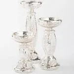 Eastland Unique Mercury Glass Pillar Candle Holder Set of 3 (3 Sizes)