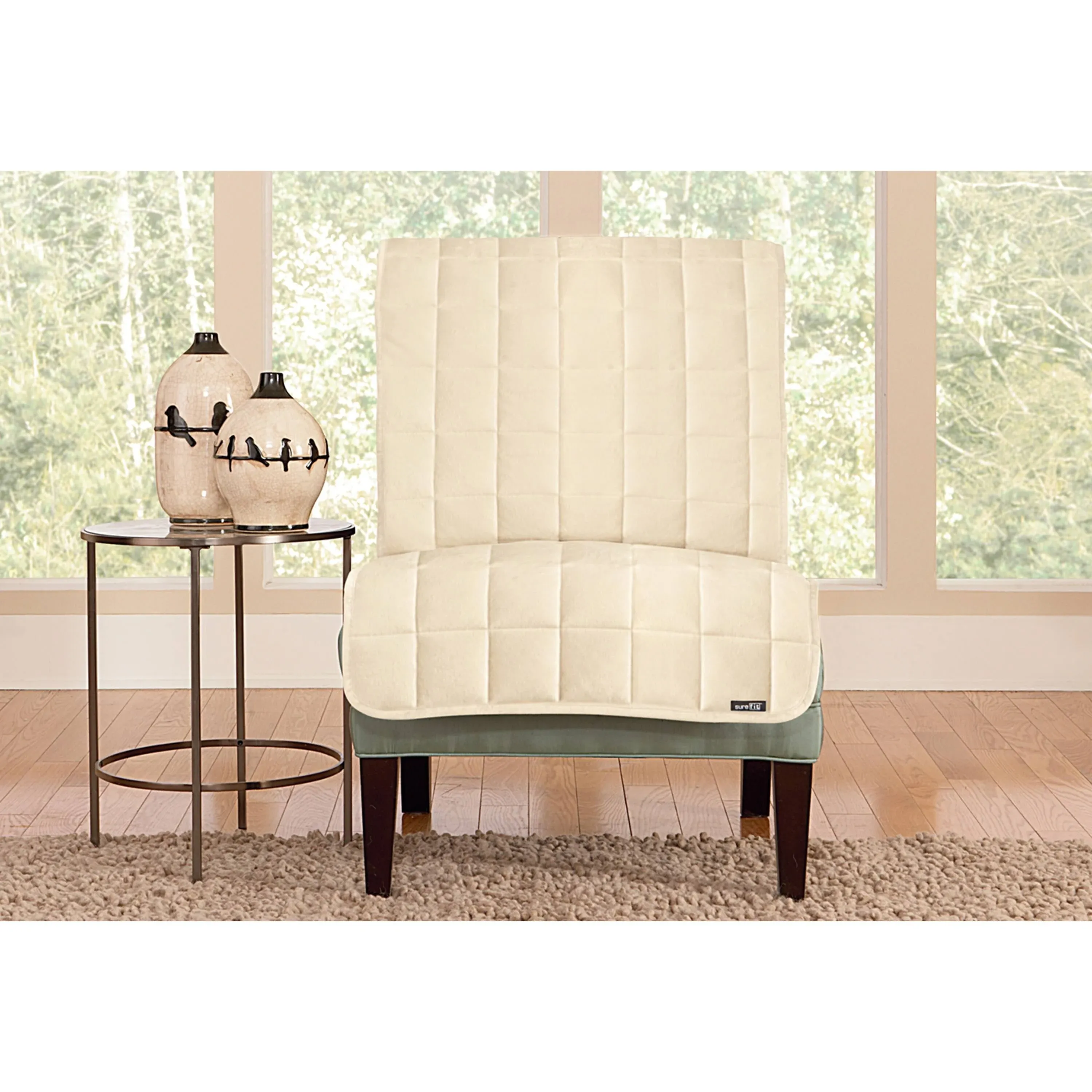 Sure Fit Deluxe Armless Chair Furniture Cover - Ivory