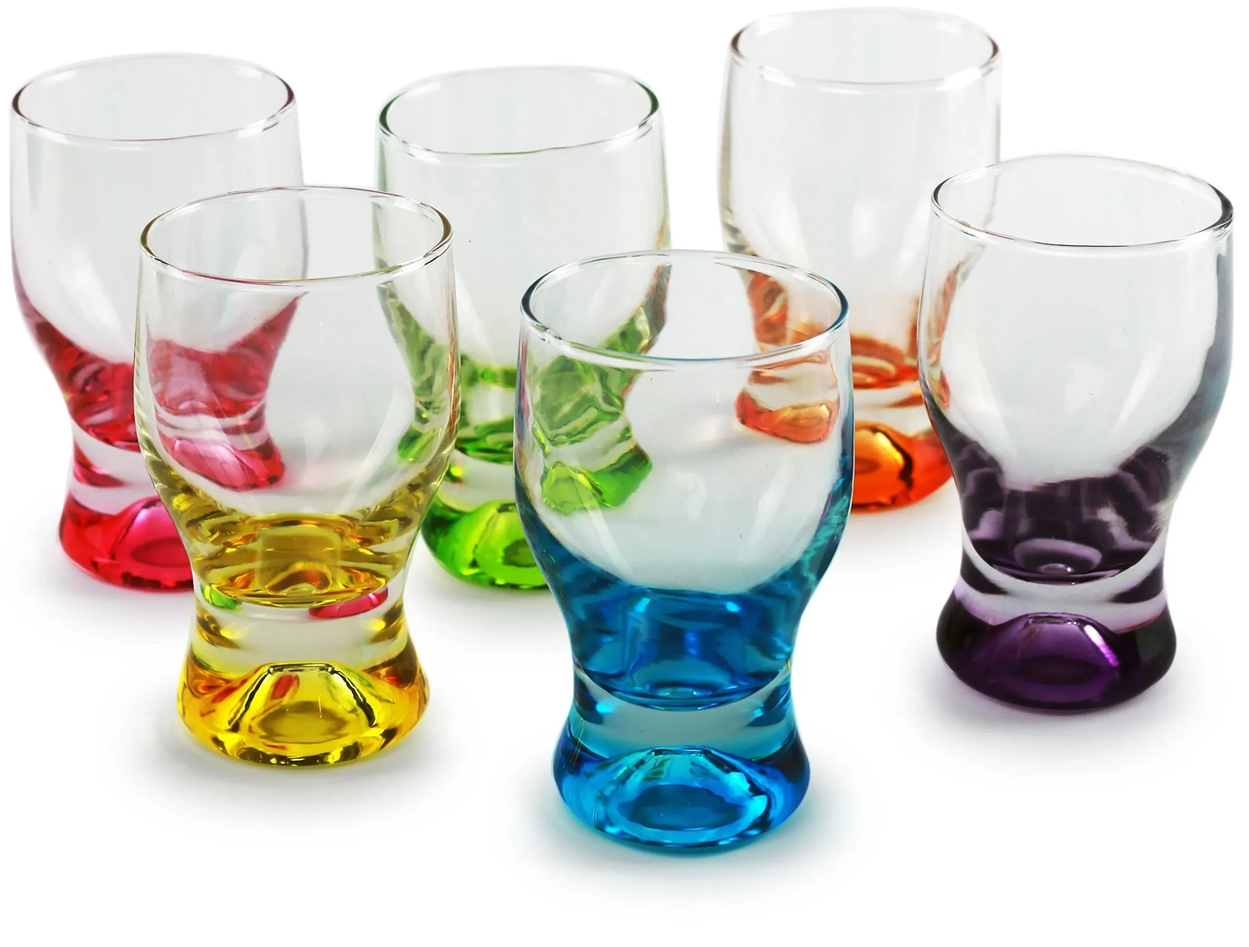 Circle Glass 1.7-Ounce Colored Tipsy Shot Glasses - Set of 6 - 42796