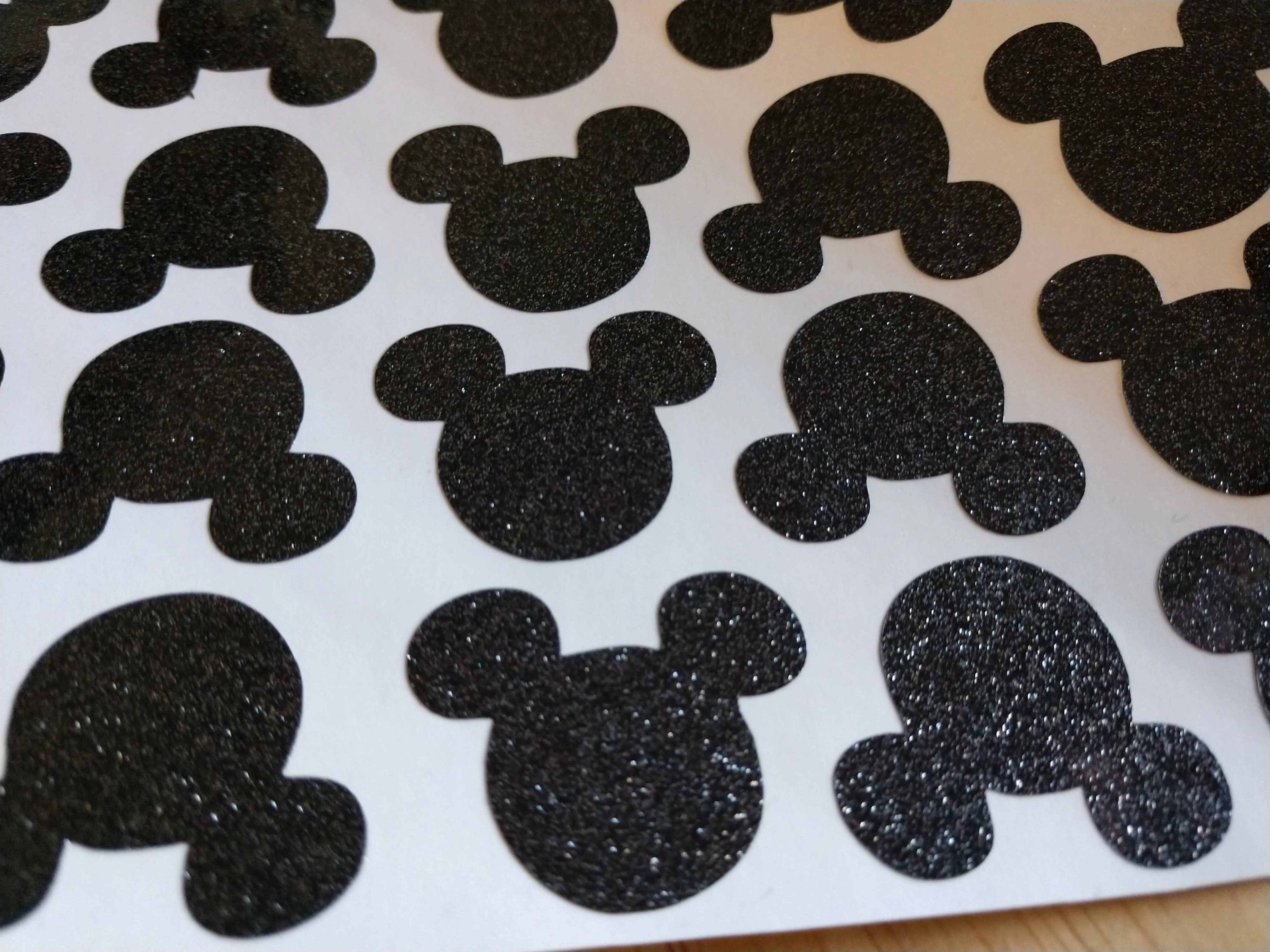 Glitter Cartoon Mouse Vinyl Decal Stickers - 25ct - Choose Color Black