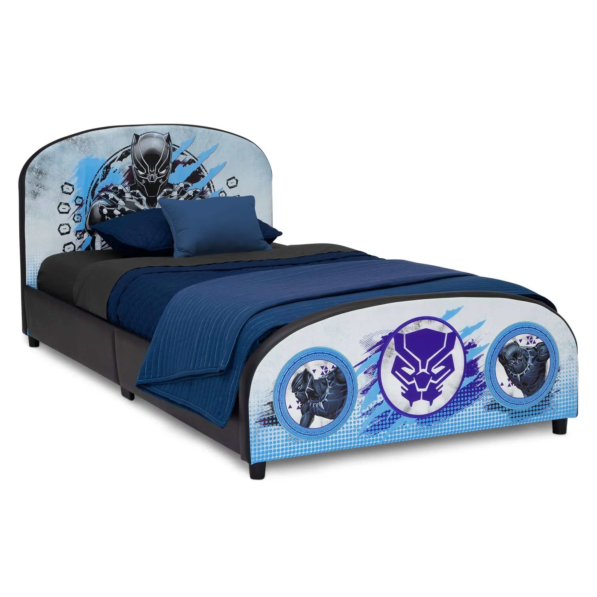 Marvel Black Panther Upholstered Twin Bed by Delta Children Blueblac